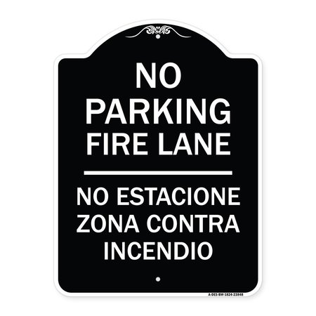 SIGNMISSION No Estacione Zona Contra Incendio Heavy-Gauge Aluminum Architectural Sign, 24" H, BW-1824-23848 A-DES-BW-1824-23848